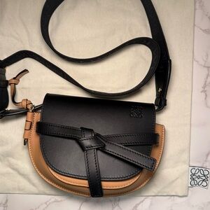 Brand New Authentic LOEWE Gate Dual mini two-tone leather shoulder bag Leather